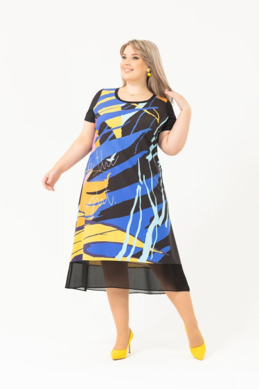 картинка Платье СофиЛена 132296  (синий) от магазина Большая Одежда